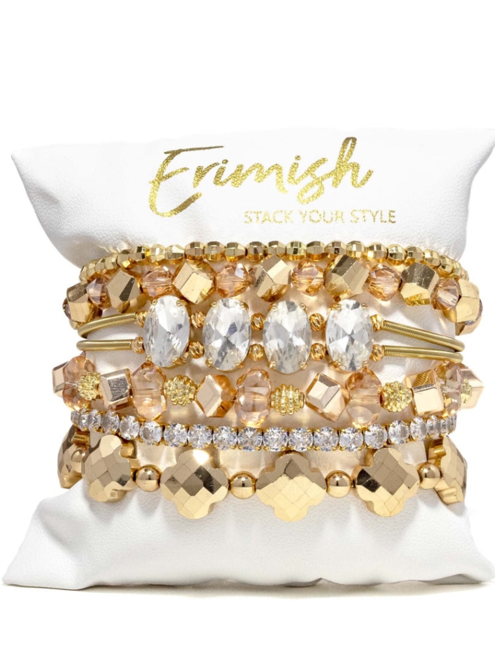 Erimish Ivory Blush Rose Gold Bracelet Stack 9 Piece